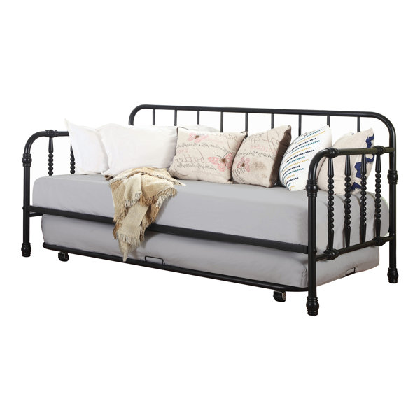 Rosalind Wheeler Evia Twin Daybed with Trundle in Black Wayfair